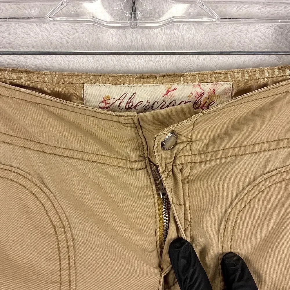 VTG Abercrombie & Fitch Pants Womens 6 Brown Cargo Paratrooper Rave Skate Y2K